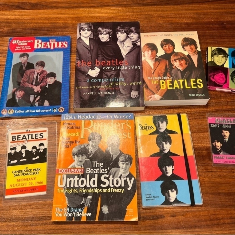 The Beatles - Bundle of 7 collectibles - books, magazines , daily planner, etc